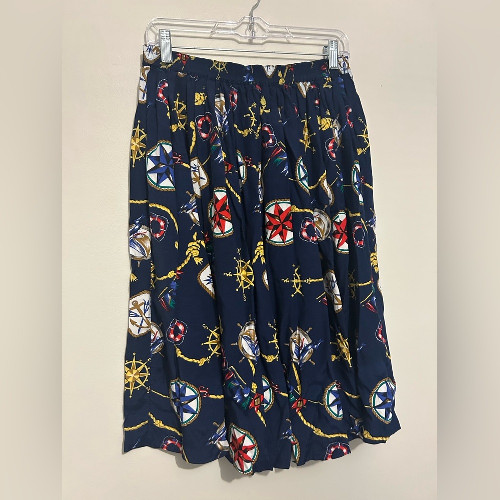 Vintage Alfred Dunner Nautical Coastal Sailing Skirt Sz L Large 14